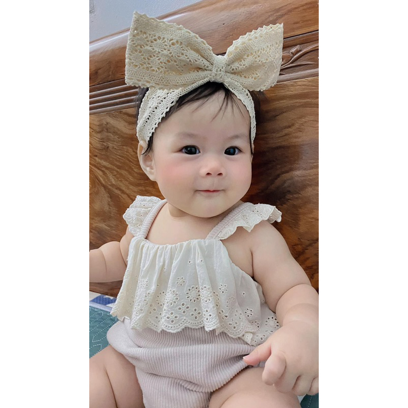 Dear.Nini- Bờm/turban nơ dựng chất liệu Cotton thân thiện làn da bé.