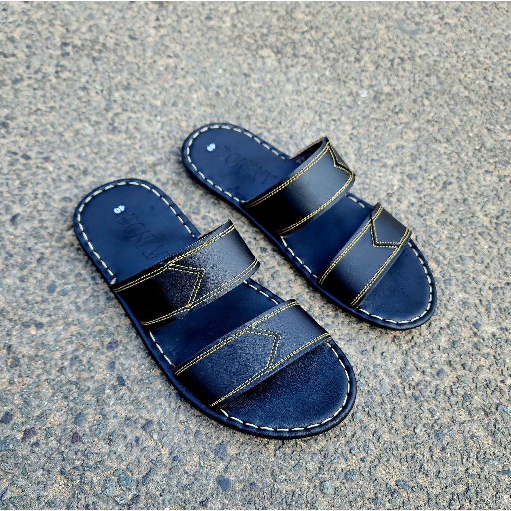 Dép 02 Quai Nam Da Bò DONAVY Cao Cấp D.2QC