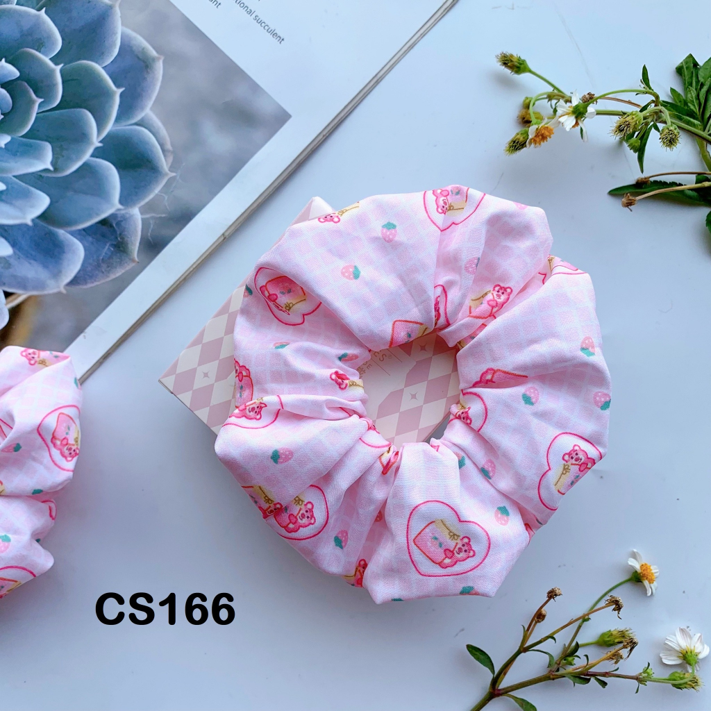 (NEW) Cột tóc vải scrunchies buộc tóc vải hoạt tiết loại đẹp hot trend