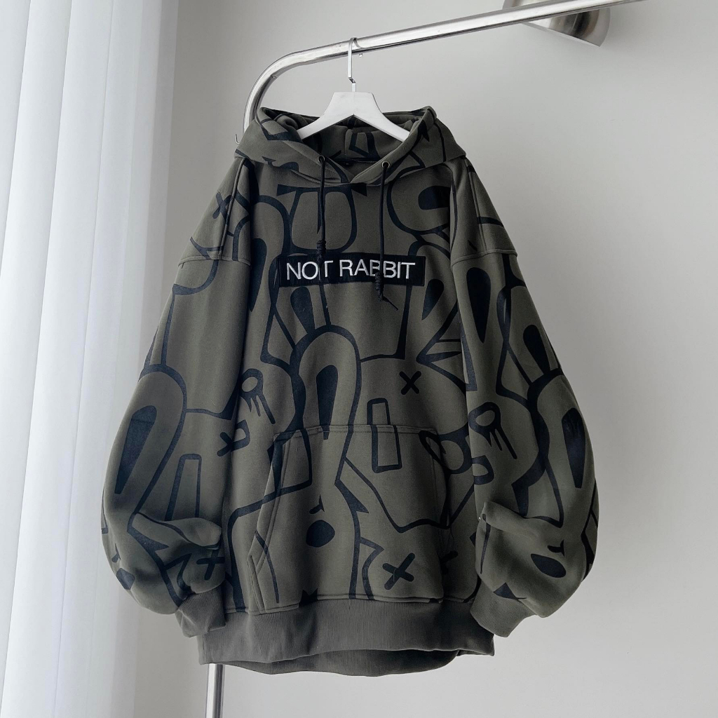 Áo hooodie not rabbit in hình form rộng unisex nam nữ phong cách cá tính, năng động, áo nỉ có mũ HOT TREND năm 2023