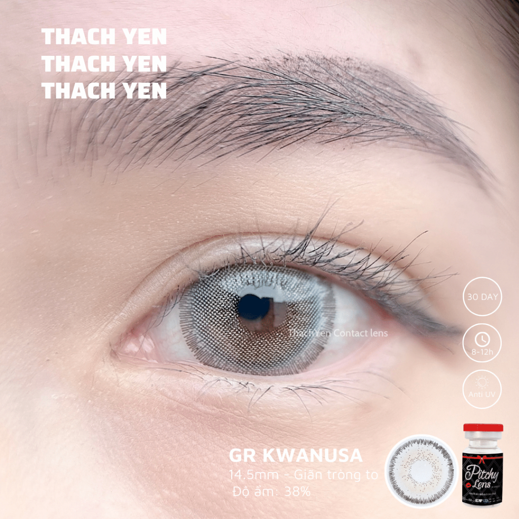 Lens Mắt Kwanusa Xám Tây Sáng giãn to - 0-10 độ kính áp tròng