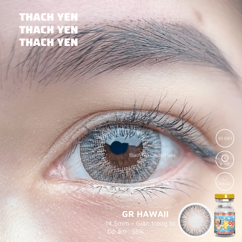 Lens Mắt Hawaii Xám Tây giãn to - 0-10 độ kính áp tròng