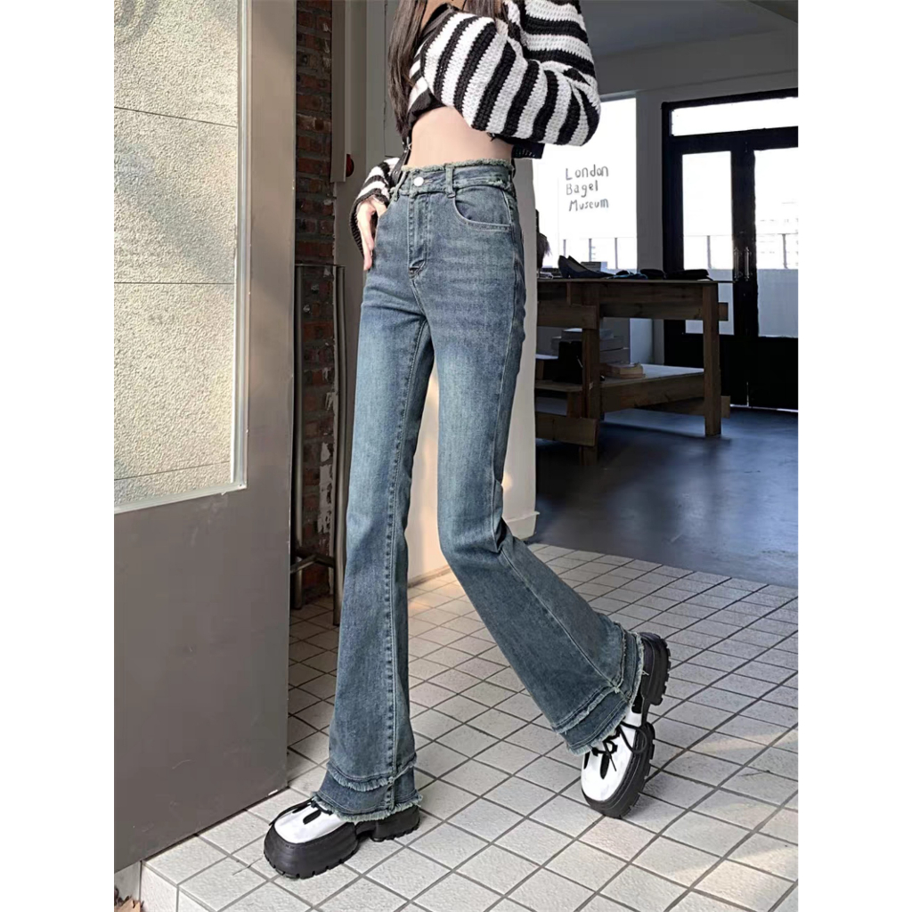 Quần jean  BIGSIZE dài loe tua gấu M5516 55-95KG