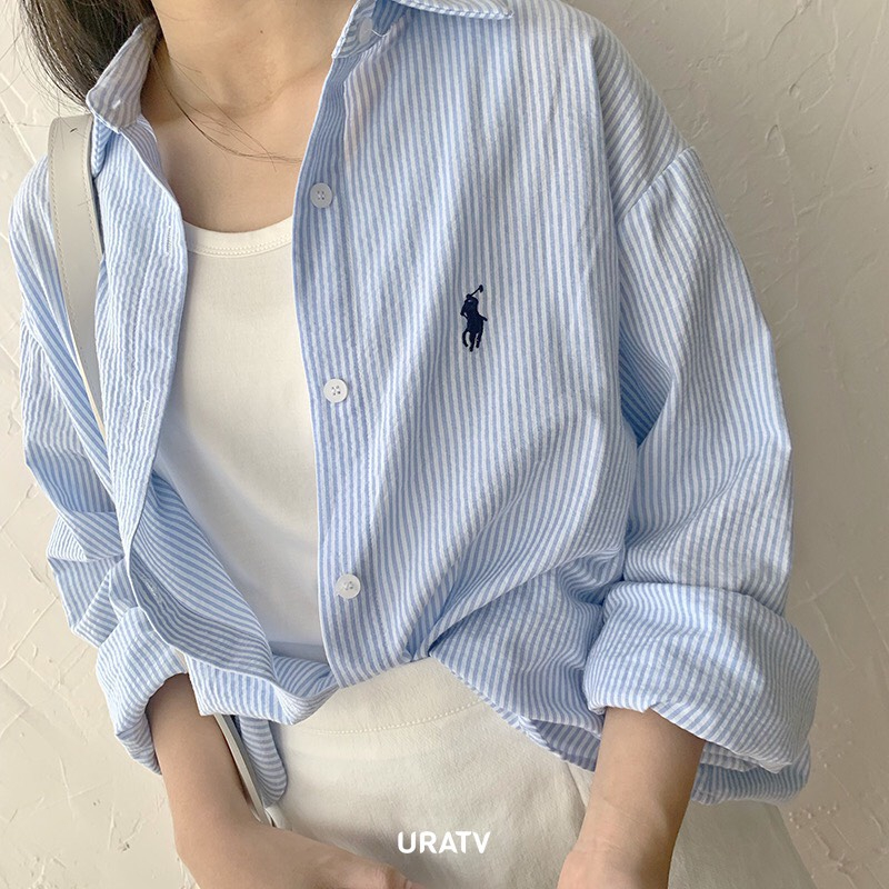Áo sơ mi nữ thêu P0.L0 linen - URATV