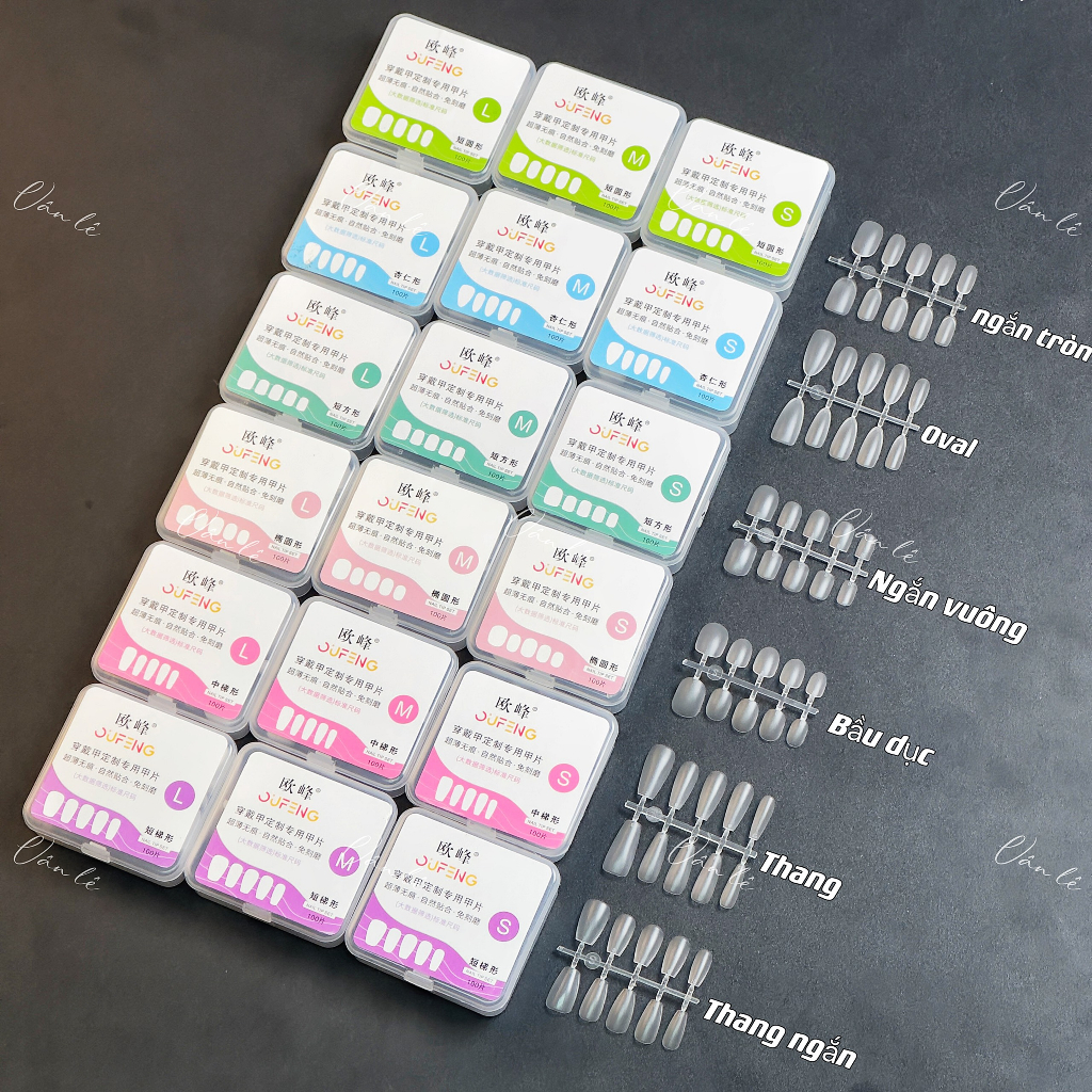 Móng úp siêu mỏng làm nailbox L M S các size