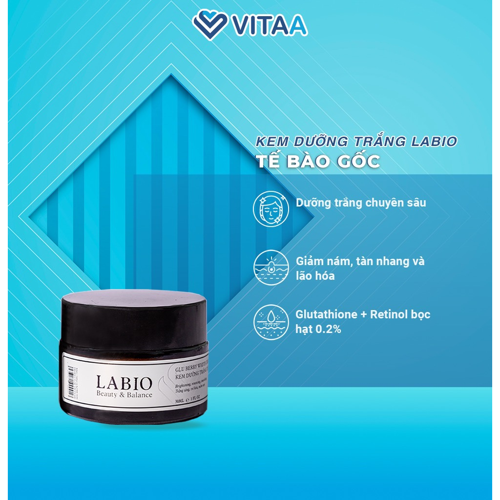 Kem Dưỡng Trắng Tế Bào Gốc LABIO Glutathione 30ml - Trẻ Hóa Da An Toàn Với Retinol Công Nghệ Bọc Hạt