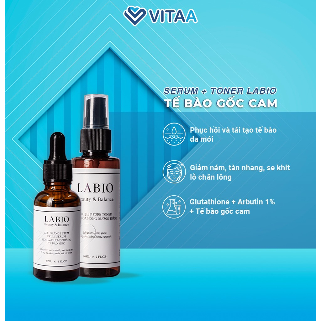 Combo Toner & Serum Dưỡng Trắng, Mờ Thâm Nám, Se Khít Lỗ Chân Lông LABIO Glutathione 5.0 2 Đánh Giá 8 Đã Bán