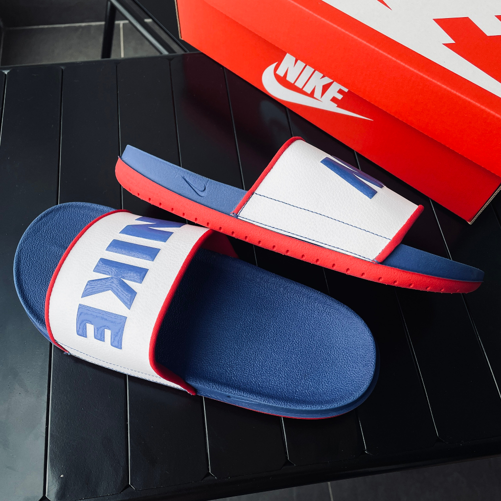 Dép chính hãng Ni.ke OffCourt Slide trắng xanh BQ4639-404 dép quai ngang nam êm nhẹ thoải mái