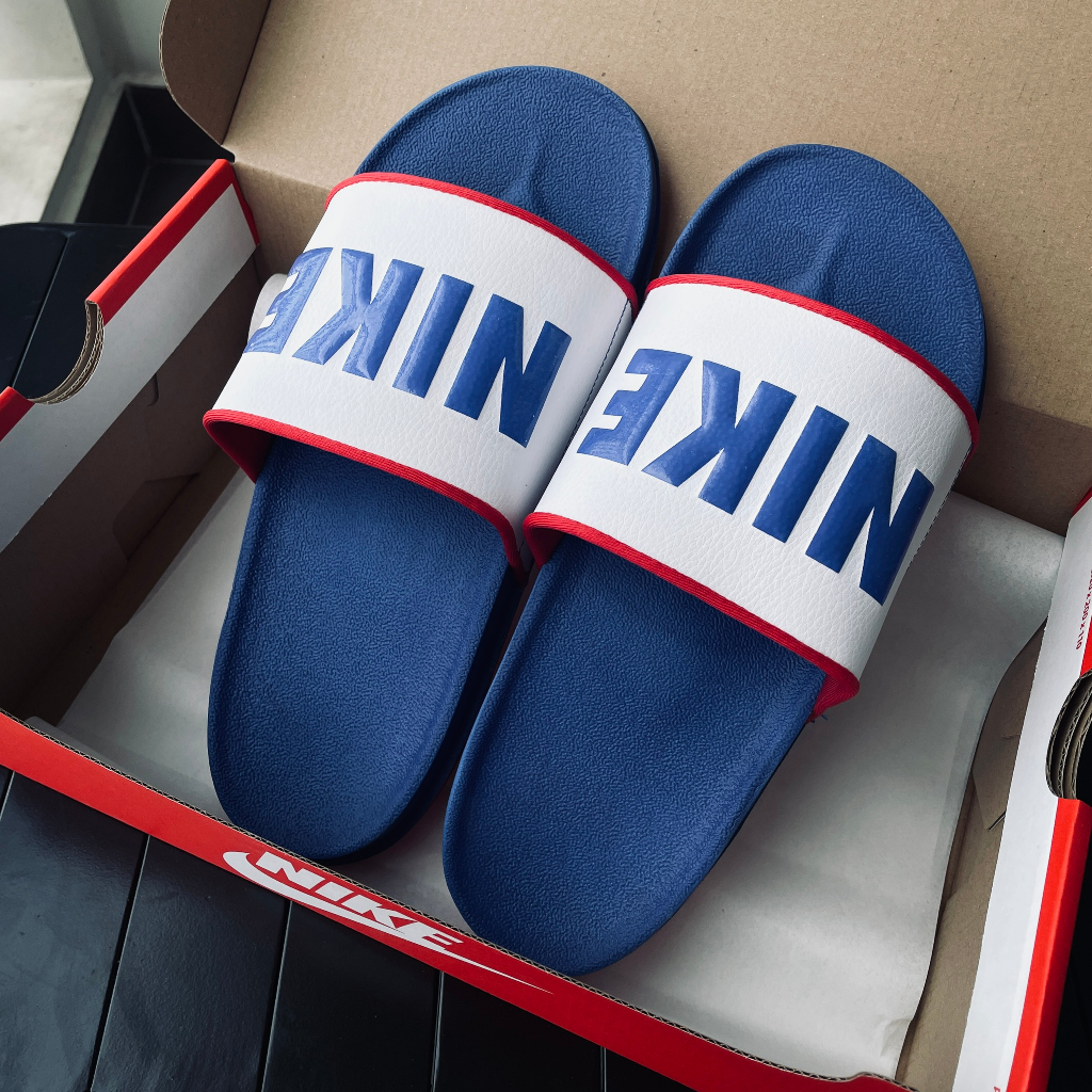 Dép chính hãng Ni.ke OffCourt Slide trắng xanh BQ4639-404 dép quai ngang nam êm nhẹ thoải mái
