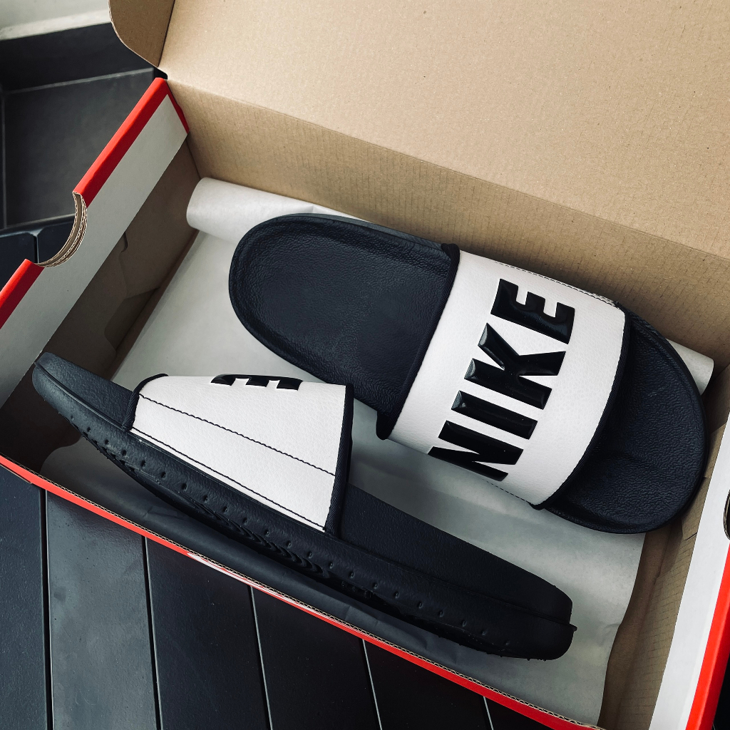 Dép chính hãng Ni.ke OffCourt Slide trắng chữ đen BQ4639-011 dép quai ngang nam êm nhẹ thoải mái