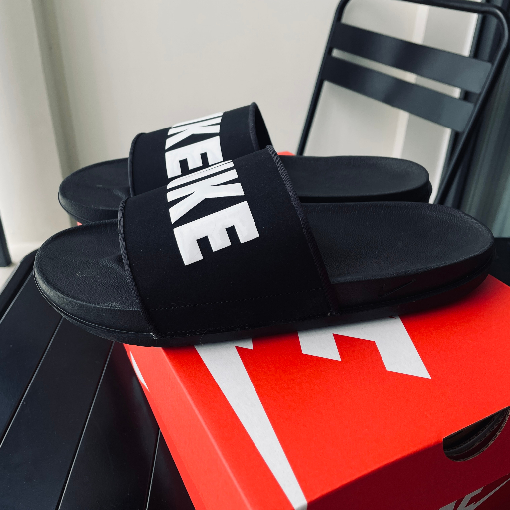 Dép chính hãng Ni.ke OffCourt Slide đen chữ trắng BQ4639-012 dép quai ngang nam êm nhẹ thoải mái