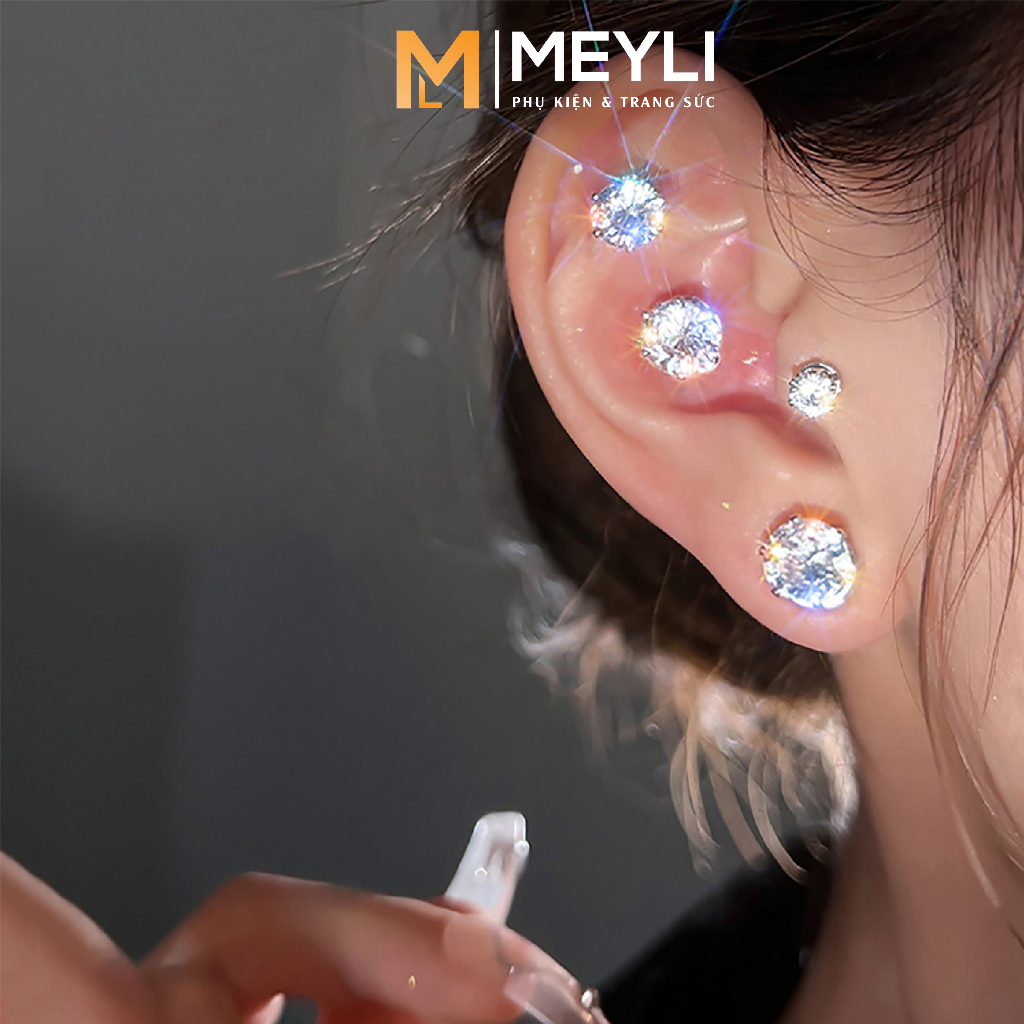 Khuyên tai không cần bấm lỗ, nam châm hít cực mạnh, đính đá sang trọng cá tính MEYLI B5169