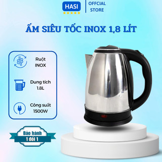 Ấm siêu tốc inox 1,8 lít đun sôi cực nhanh bình siêu tốc inox tốt cho sức khỏe người sử dụng