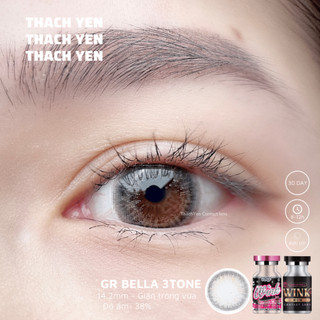 Lens Mắt Bella 3Tone Xám Tự Nhiên giãn vừa - 0-10 độ kính áp tròng