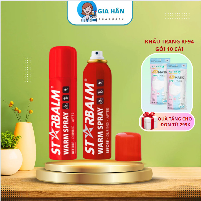 Chai xịt nóng Starbalm Warm Spray giúp tăng tuần hoàn máu qua các cơ (150ml)