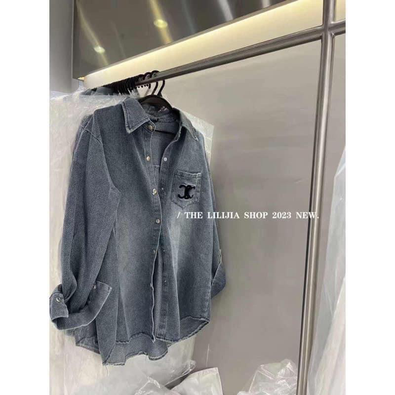 Sơ mi jeans thêu X