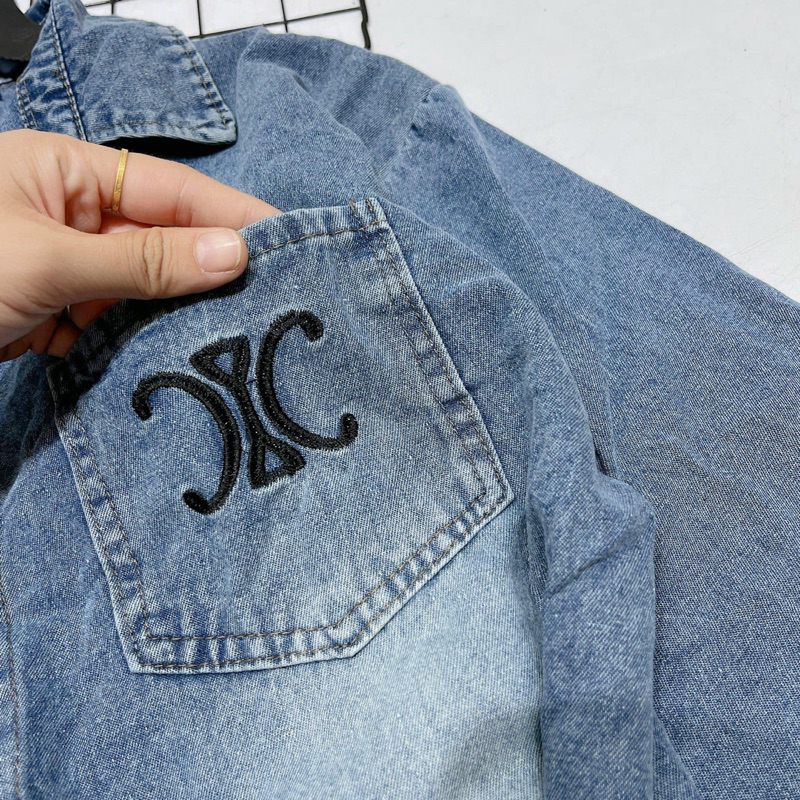 Sơ mi jeans thêu X