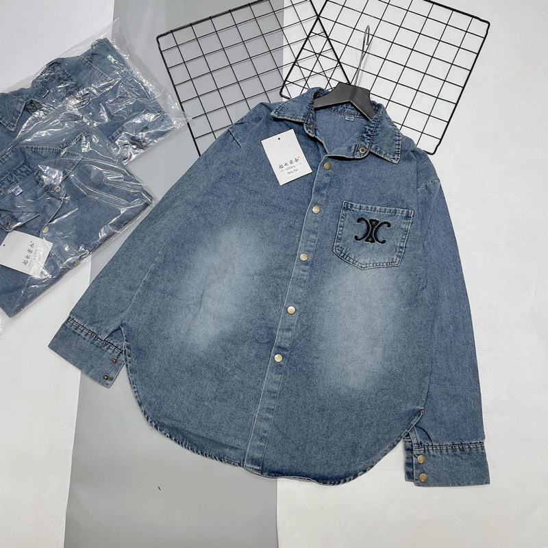 Sơ mi jeans thêu X