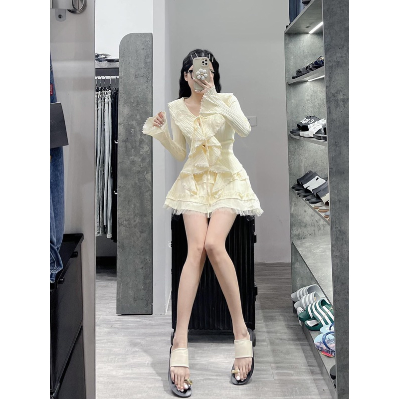 SET ÁO BÈO TƠ KÈM CHÂN VÁY BENY SIÊU XINH PHONG CÁCH TIỂU THƯ CÓ DÂY BUỘC