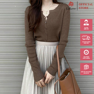 Áo Len Nữ Cài Khuy Áo Cardigan Len Dài Tay Chất Vải Mịn, Dễ Phối Đồ Lên Phom Đẹp LIILOVE Mã LEN09