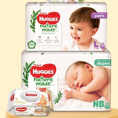 Nature made- Tặng quàTã Bỉm Huggies Nature Made cao cấp quần dán đủ size