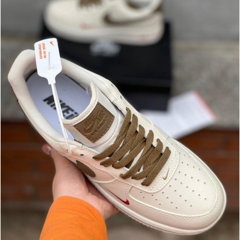 Giày _nike air force 1 AF1 giày thể thao sneaker nam nữ trắng vệt nâu đi học đế bằng G09