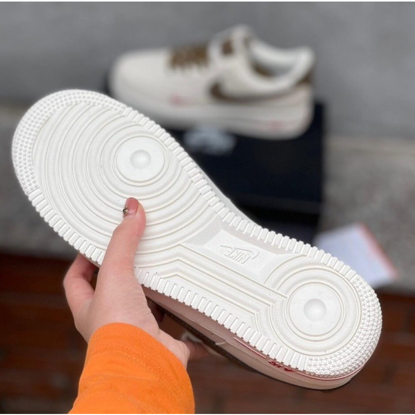 Giày _nike air force 1 AF1 giày thể thao sneaker nam nữ trắng vệt nâu đi học đế bằng G09