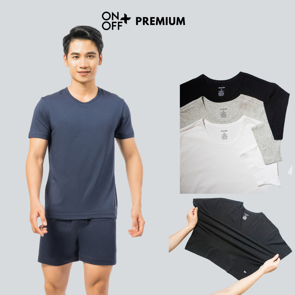 Áo thun nam cotton compact premium cổ tròn trống nhăn ONOFF - 18IS22S013