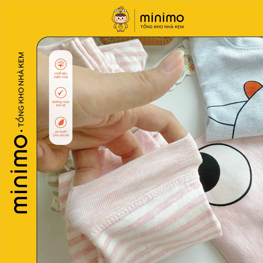 Bộ quần áo trẻ em thu đông, chất cotton len Quảng châu cc, Bộ dài tay thu đông cho bé Minimo Store