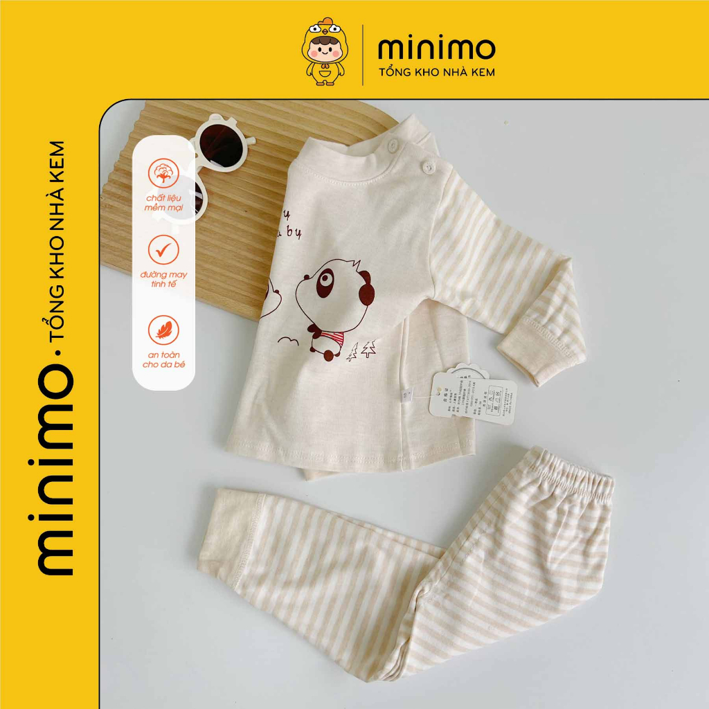 Bộ quần áo trẻ em thu đông, chất cotton len Quảng châu cc, Bộ dài tay thu đông cho bé Minimo Store