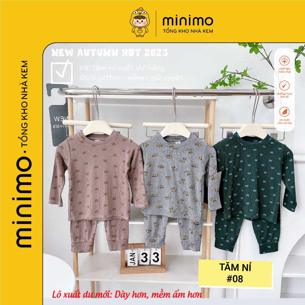 Set 3 Bộ quần áo dài tay cho bé trai,  chất tăm nỉ, Đồ bộ thu đông bé trai nhà Minimo store 010