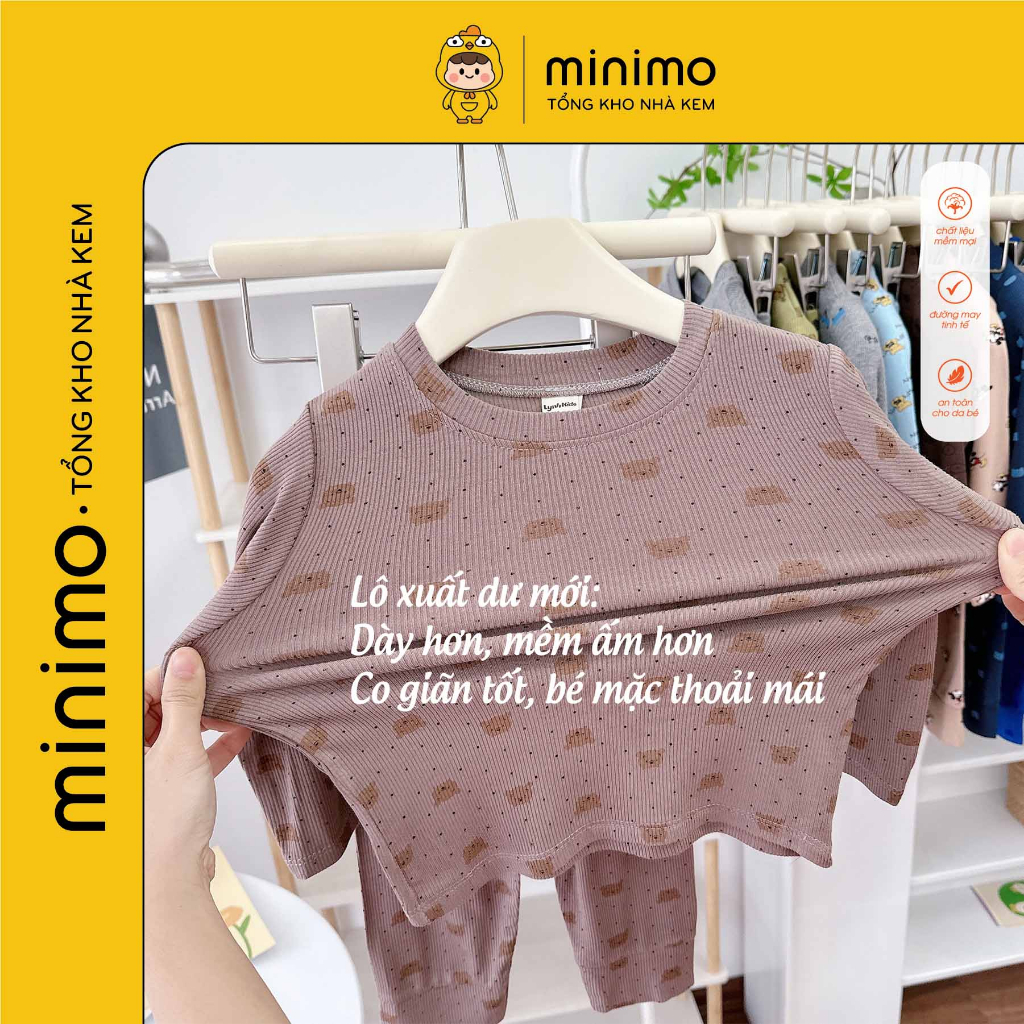 Set 3 Bộ quần áo dài tay cho bé trai,  chất tăm nỉ, Đồ bộ thu đông bé trai nhà Minimo store 010
