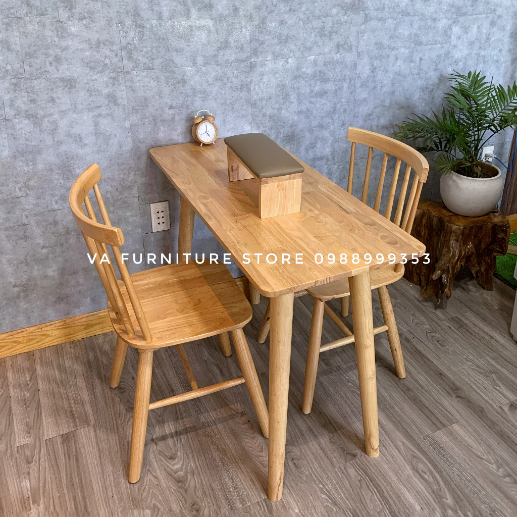 Bộ bàn làm nail gỗ cao su cao cấp