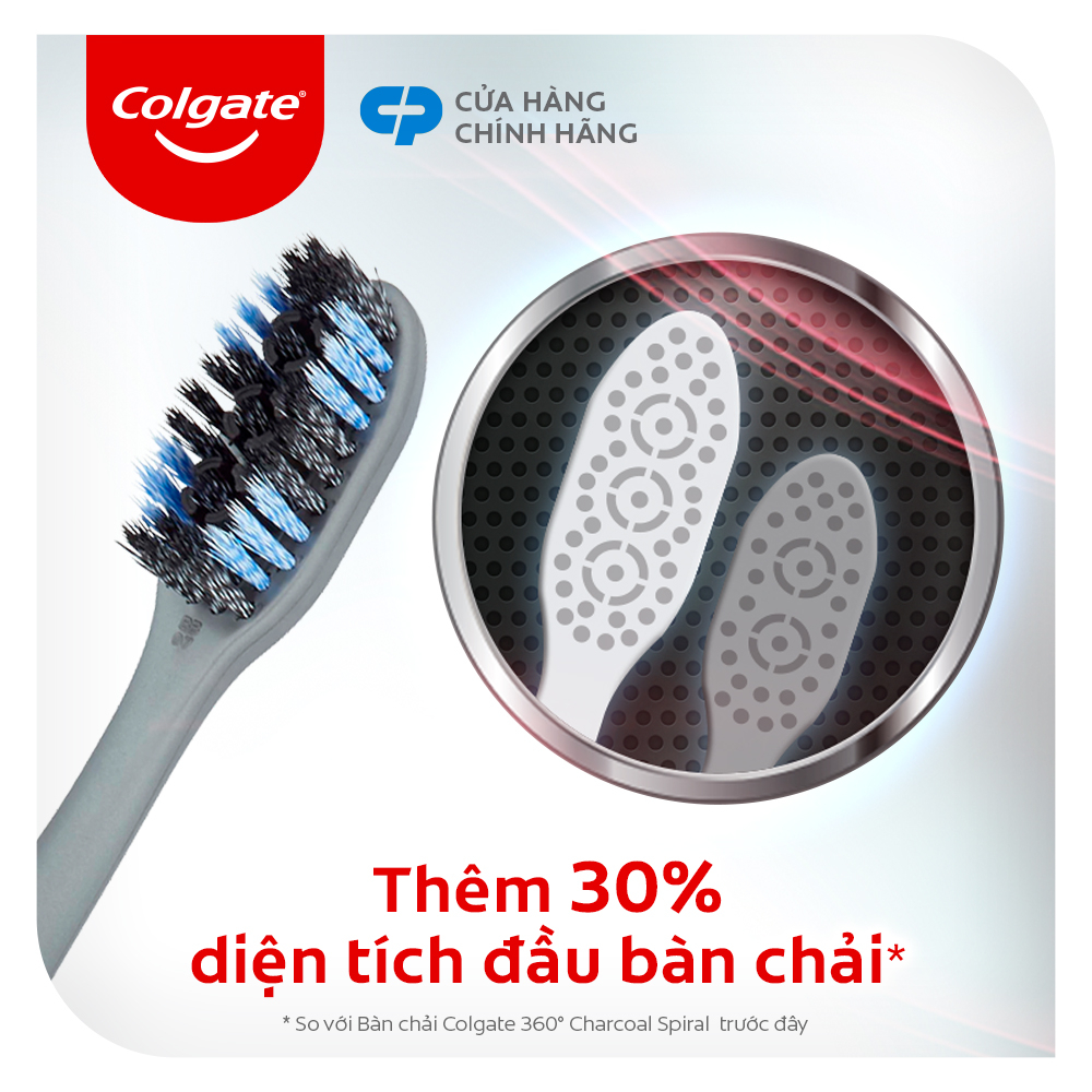 Bộ 2 Bàn chải Colgate 360 độ than hoạt tính & lông chải xoắn kép làm sạch mảng bám hiệu quả