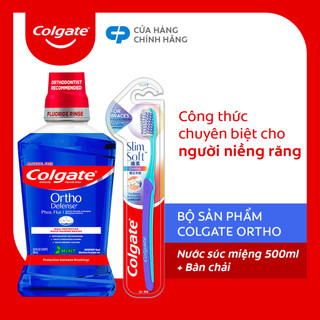 Combo Bàn chải đánh răng Ortho và Nước súc miệng Ortho 500ml dành cho người niềng răng