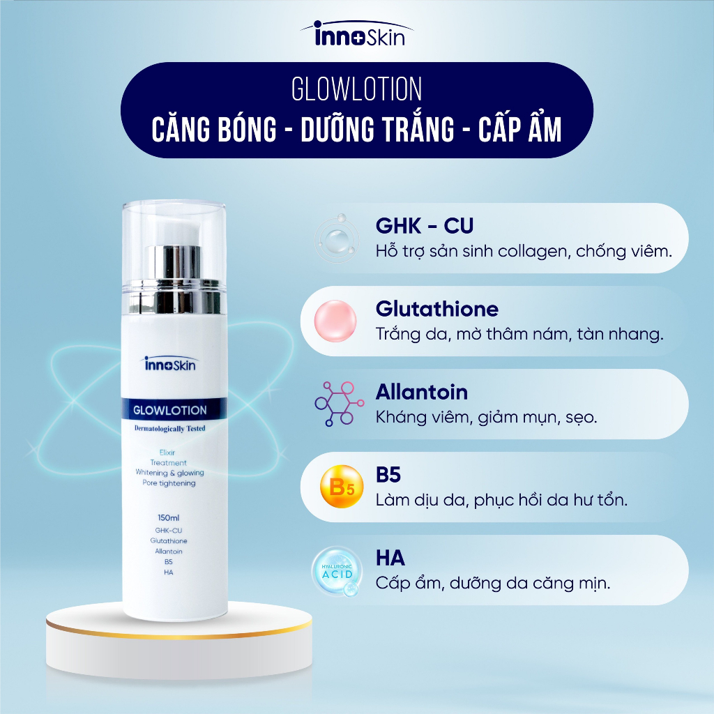 Bộ 3 Sản Phẩm Dưỡng Trắng, Chống Lão Hoá & Tái Tạo Da Innoskin (SRM 150ml+ LOTION 150ml + SR 50ml)