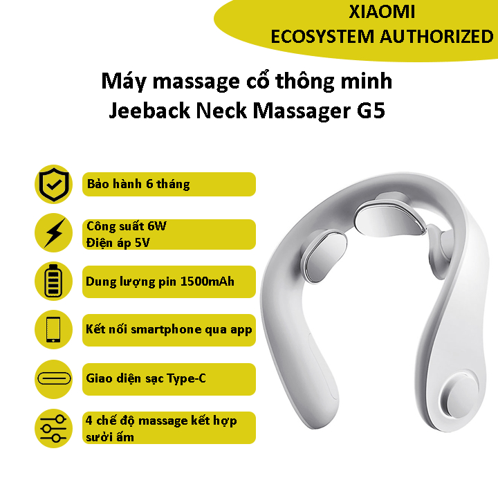 Máy massage cổ thông minh Xiaomi Jeeback Neck Massager G5 - Bảo hành 6 tháng