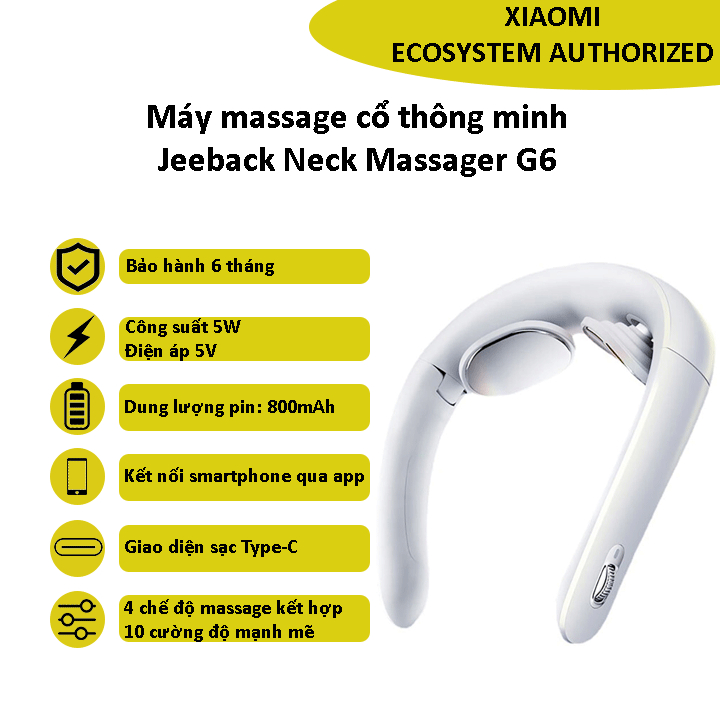 Máy massage cổ Xiaomi Jeeback G6 nhỏ gọn thanh lịch, 4 vùng nhiệt nóng và nhiều chế độ massage - Shop ĐMCT