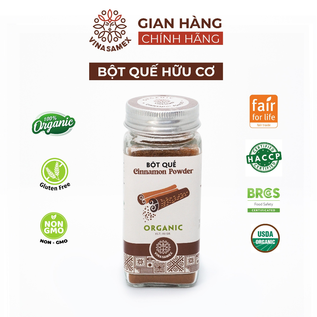 Bột quế nguyên chất hữu cơ Vinasamex - Gia vị Organic cao cấp xuất khẩu