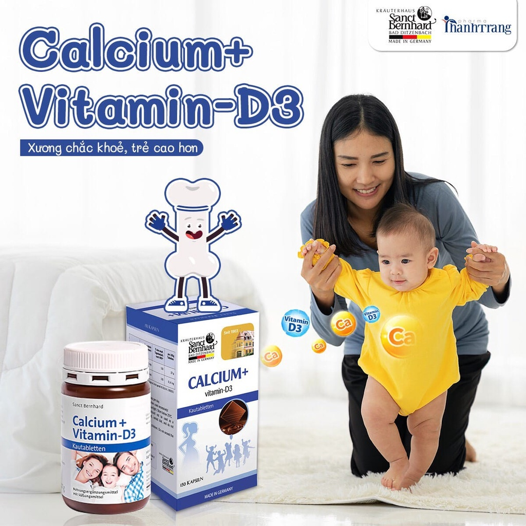 ( Giảm 5% ) Combo "Phát Triển Chiều Cao Cho Bé" - Vitamin D3+K2 và Canxi kẹo - Bổ sung canxi giúp bé cao lớn mỗi ngày
