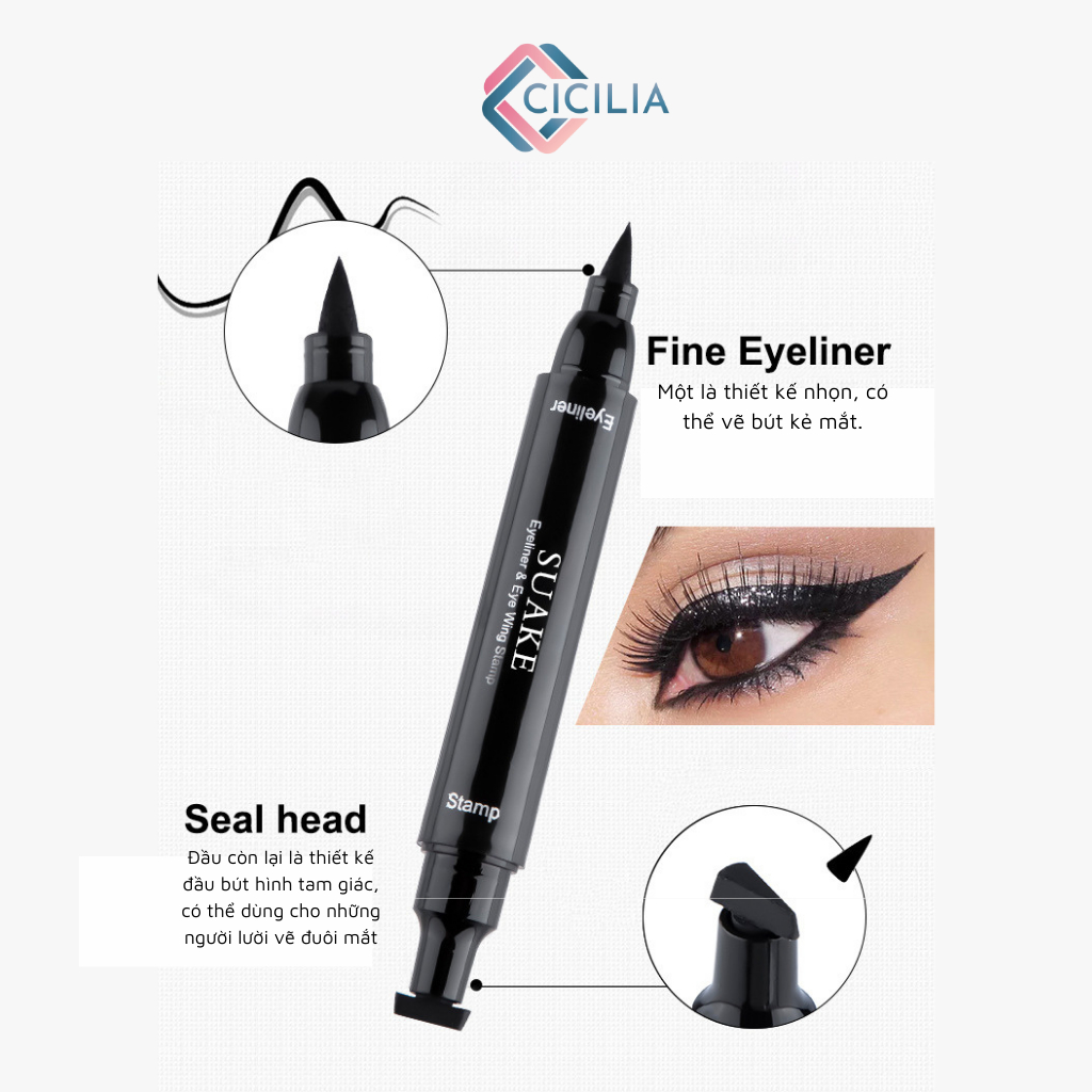 Bút Kẻ Mắt 2 Đầu Không Thấm Nước CICILIA Lâu Trôi Không Lem CI-071