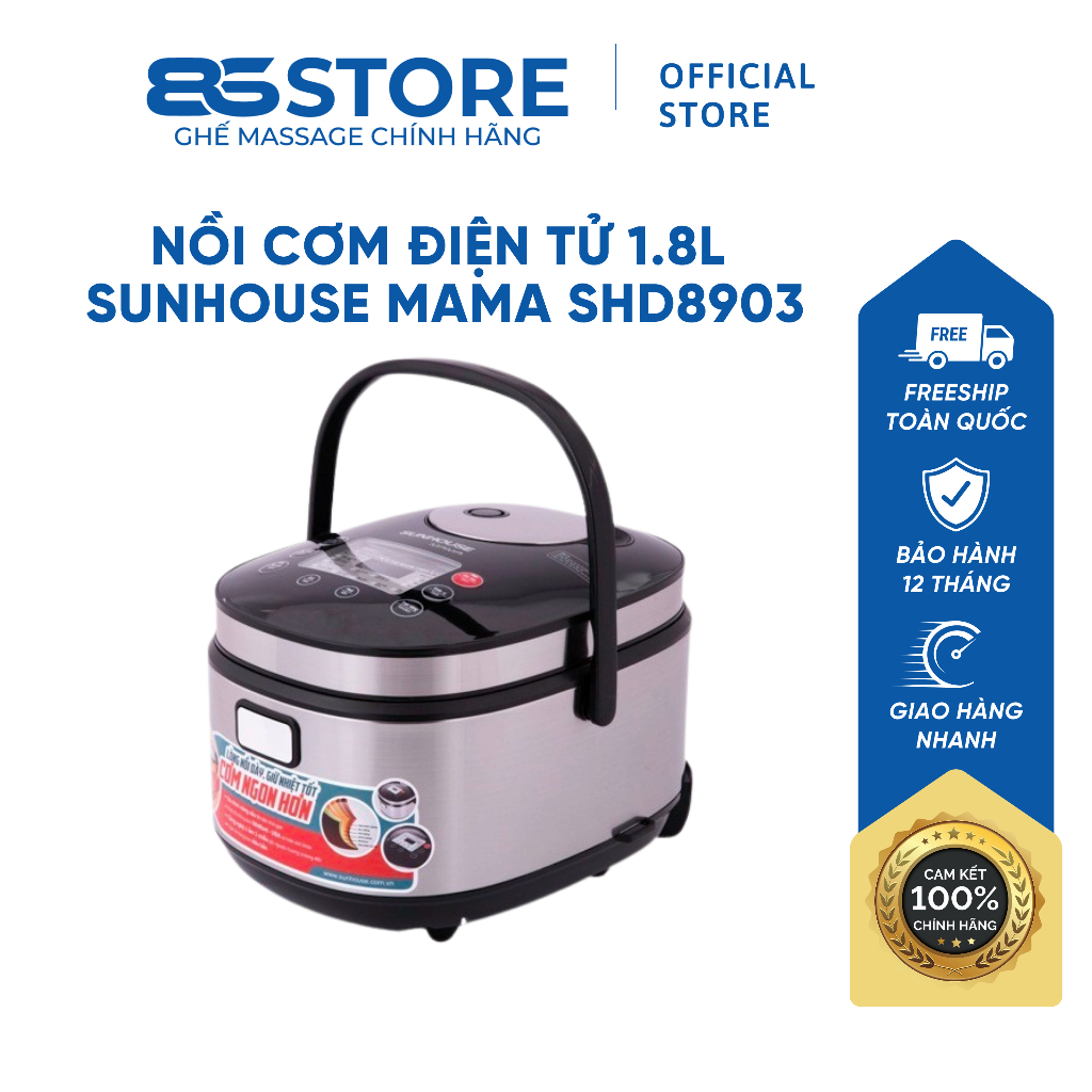 Nồi Cơm Điện Tử 1.8L Sunhouse Mama SHD8903 Thiết Kế Đa Chức Năng Đa Dạng Nấu Cơm Ngon Tiết Kiệm Điện Siêu Bền