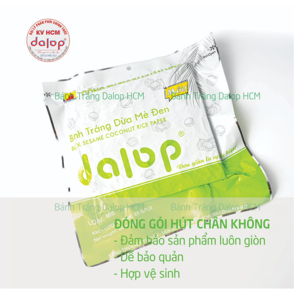 COMBO 5 bịch  bánh tráng nước dừa mè đen Dalop - Mã sản phẩm M8 - Bánh mới mỗi ngày