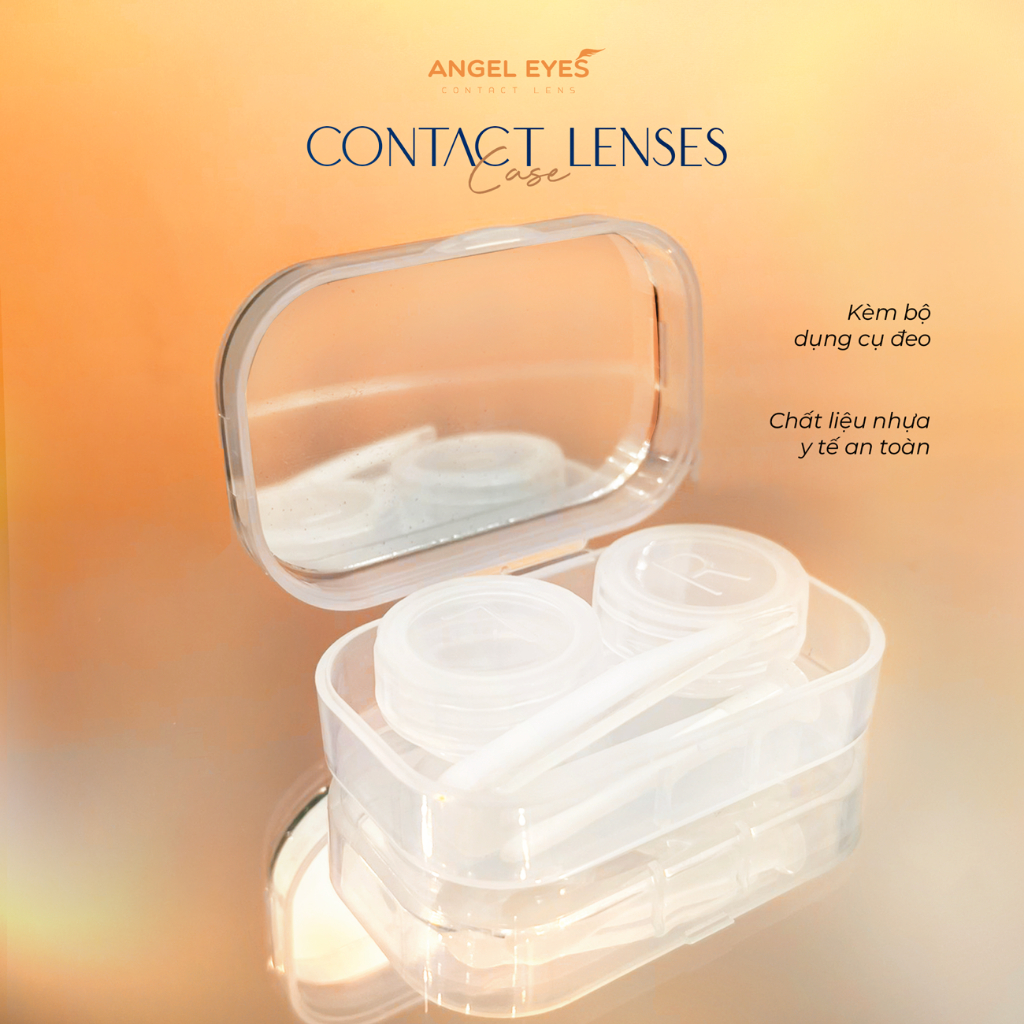 [GIÁ TỐT] Khay đựng lens có gương Angel Eyes kèm bộ dụng cụ đeo lens (nhíp gắp lens, que đeo lens)