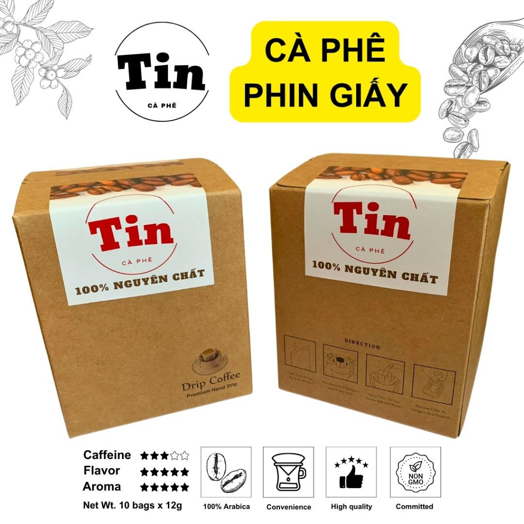 HỘP CÀ PHÊ PHIN GIẤY ĐẲNG CẤP, TIỆN LỢI CỰC CHILL, 100% HẠT Arabica Cầu Đất từ Tin Cà Phê.