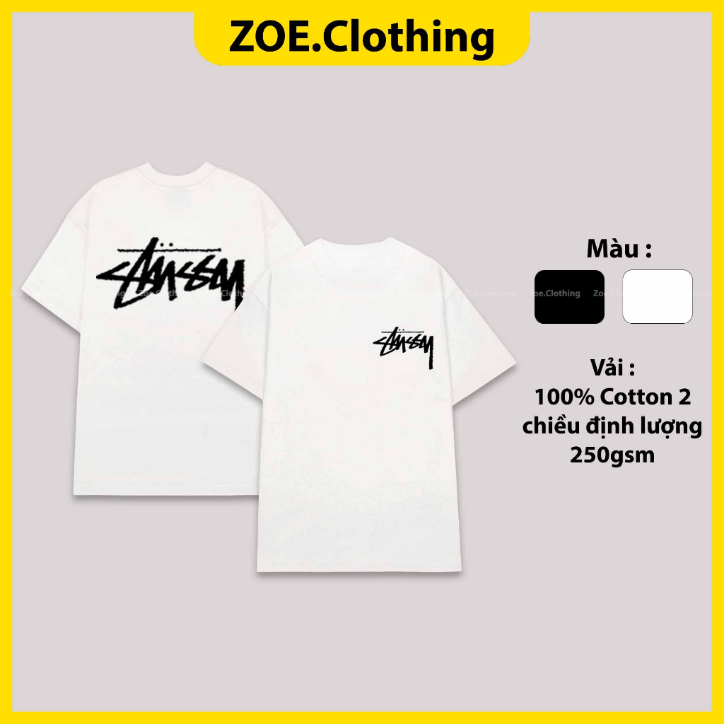 Áo thun Stussy, áo phông tay lỡ nam nữ unisex, ZOEclothing
