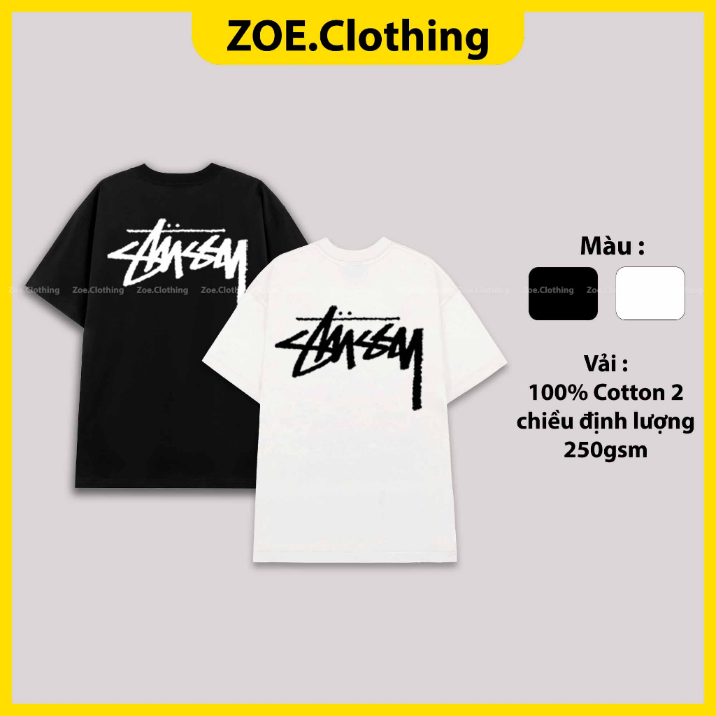 Áo thun Stussy, áo phông tay lỡ nam nữ unisex, ZOEclothing