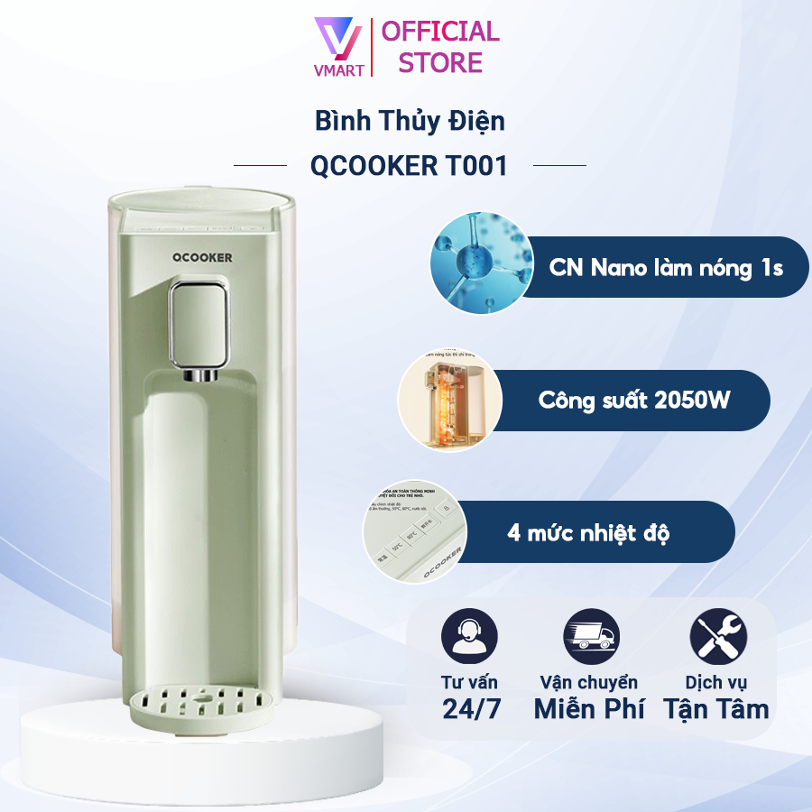 Bình thủy điện máy đun nước nóng Xiaomi Qcooker có 4 mức nhiệt làm nóng tức thì trong 1s tự động ngắt khi hết nước