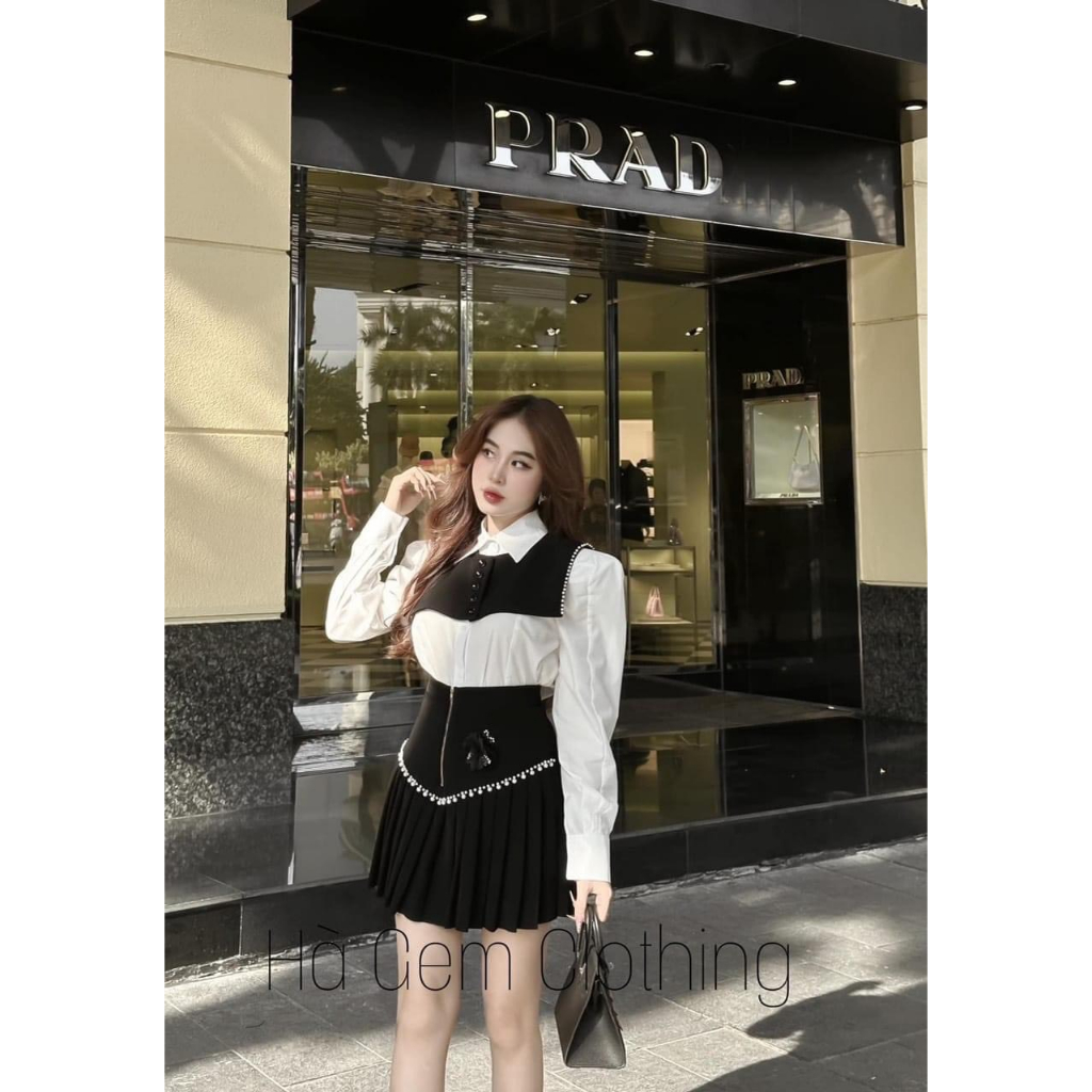 Set 4 chi tiết sơ mi hoa trà BN991
