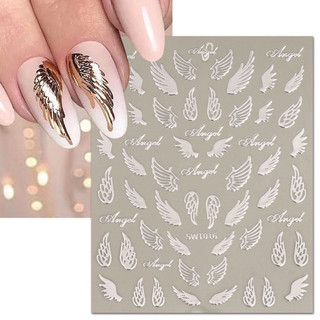 Sticker dán móng tay nail mẫu đôi cánh thiên thần BẠC